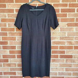 Talbots Dress Women's Size 10 Black Midi Pencil Dress Short Sleeve
